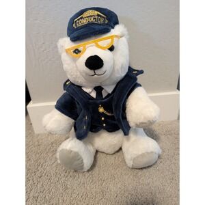 The Polar Express Conductor‎ Polar Bear Plush w/ Glasses Hat 2024 Rail Events
